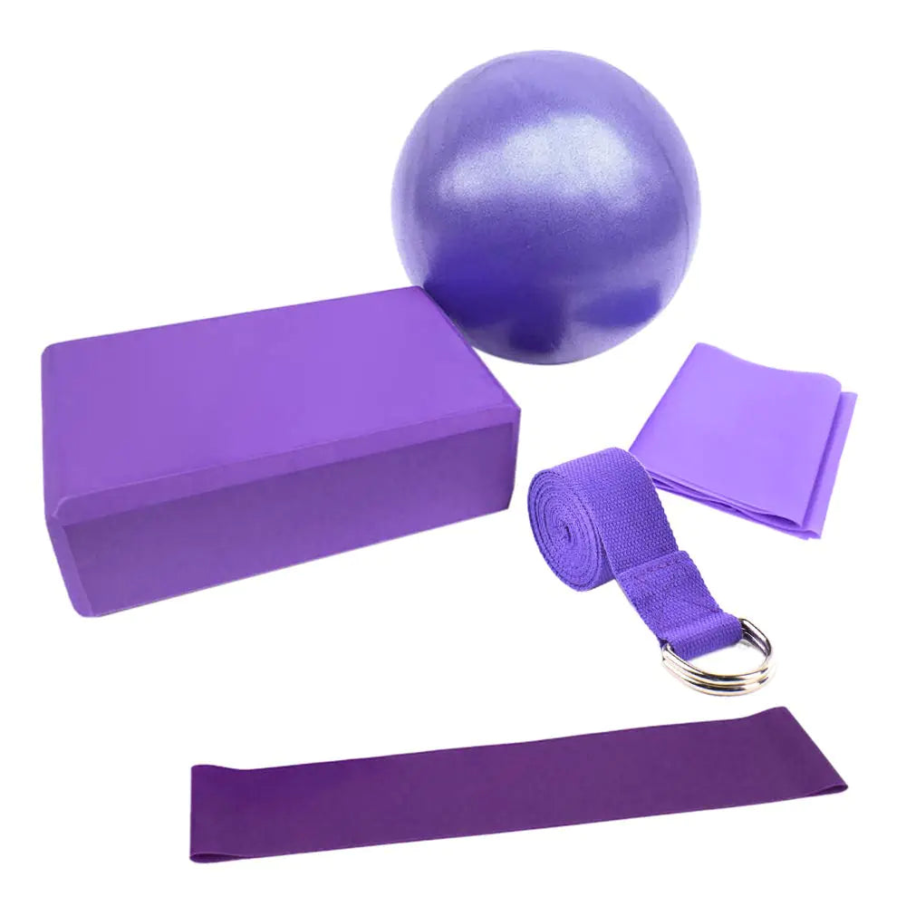 25cm Yoga Ball Set with Resistance Bands and Blocks