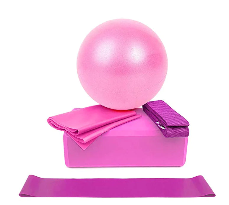 25cm Yoga Ball Set with Resistance Bands and Blocks